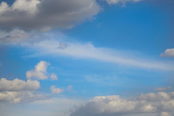 Blue sky illuminated by sunlight with white fog, Clouds on sky landscape background with white fog on sky and sunlight...