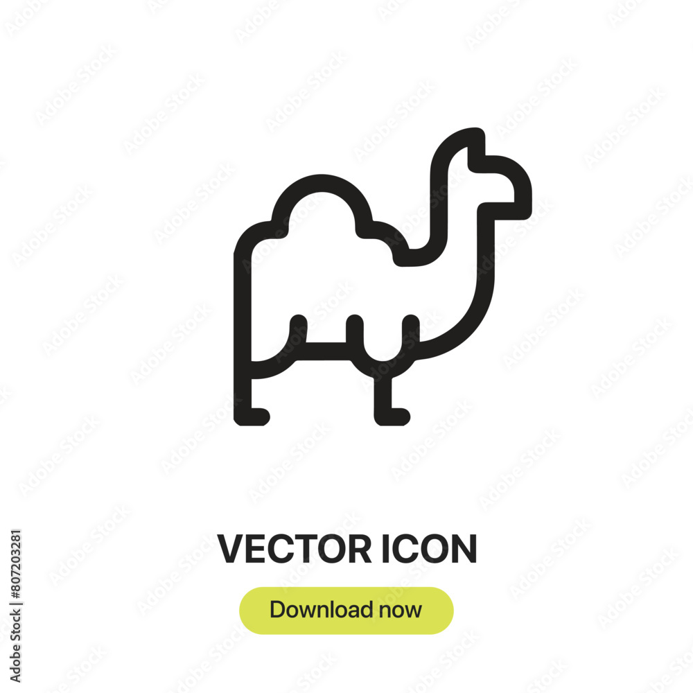 Poster camel icon vector. linear-style sign for mobile concept and web design. camel symbol illustration. p