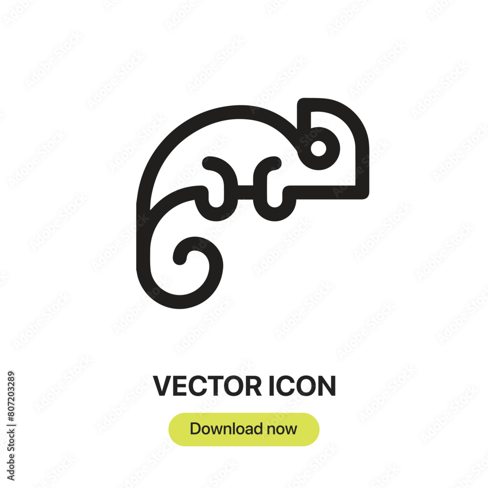 Poster chameleon icon vector. linear-style sign for mobile concept and web design. chameleon symbol illustr