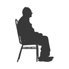 Silhouette elderly man sitting while talking black color only