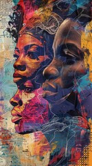 A vibrant painting capturing a group of people joyfully coming together to celebrate freedom during Juneteenth