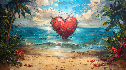 Heart drawn by a beach in the tropics