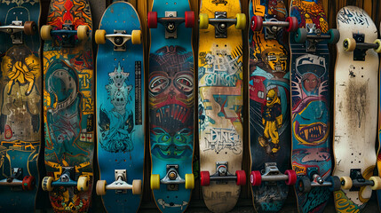 The Dynamic Array of Intricately Designed Skateboards Expressing the Spirit of Street Culture