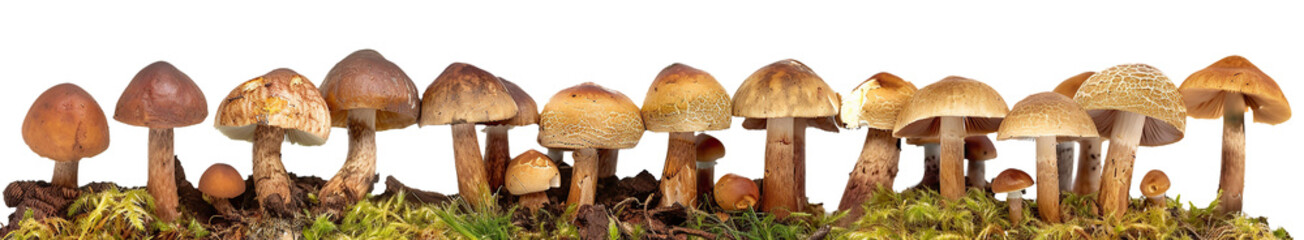 mushrooms on a field isolated on a transparent background