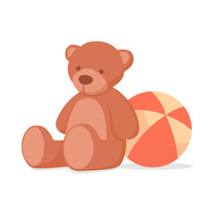 Soft teddy bear plushie and ball