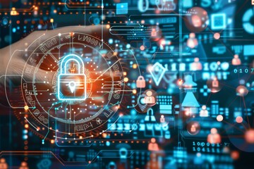 Obraz premium Utilize cloud storage for risk management; detect cyber threats and ensure data protection with advanced security audits.