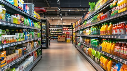 A supermarket with lots of goods on the shelves