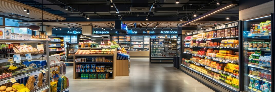 A supermarket with lots of goods on the shelves