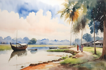 Faridpur Bangladesh Country Landscape Illustration