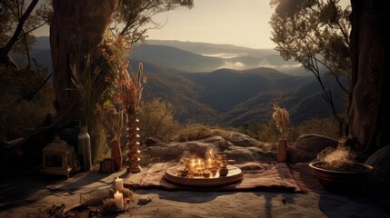 Greek mystics' sacred mountaintop retreat with altars incense