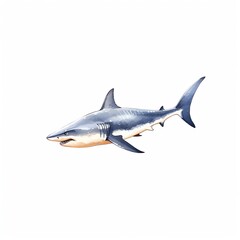 Fototapeta premium Fierce shark in dark blue ocean depths