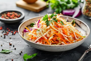 Coleslaw with carrot and cabbage in a bowl