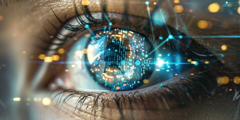 AI's eye close-up reflecting detailed climate data analysis