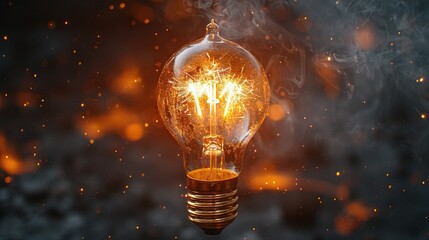   A high-resolution image of a light bulb emitting thick smoke from its top