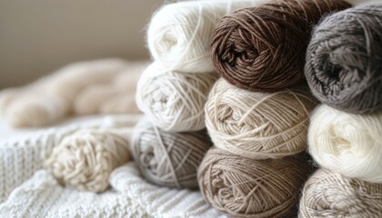 Cozy knitting yarn made of natural fibers like wool cashmere and angora