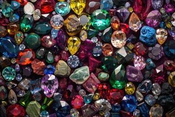 Dazzling Assortment of Colorful Loose Gemstones, Sparkling with a Kaleidoscope of Colors and Shapes