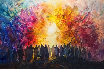 Through the artistry of watercolor, Jesuss life story is told with reverence and reverence, each brushstroke a testament to his enduring legacy, 8K