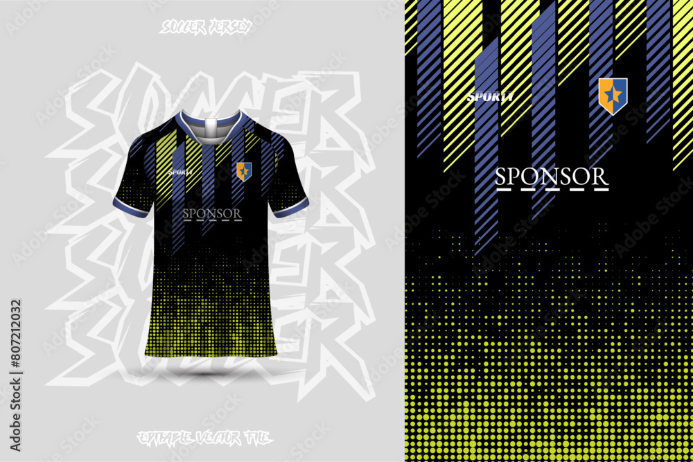 Wall mural Football jersey design template, suitable for jersey design, background, poster. - Wall murals
