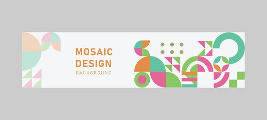 Abstract flat colorful mosaic horizontal banner and cover design