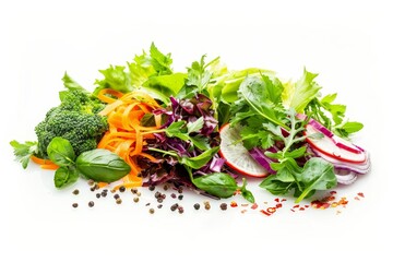 Exotic vegetable Thai salad on white background