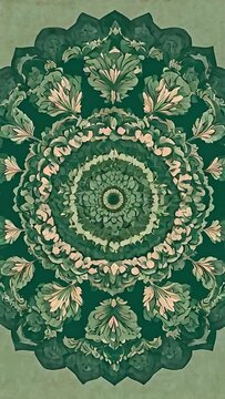 Luxury mandala background with gold and green ornament for your invitation. Vertical background. AI generated