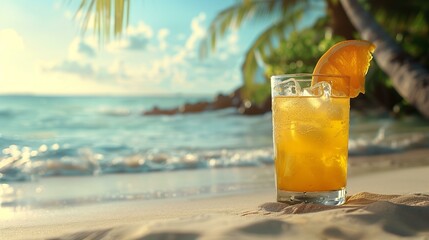 Tropical beach cocktail, summer mood, escape tranquility serenity bliss peace