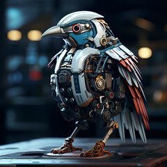 The image of the cool technological robot bird looks good. Generative AI