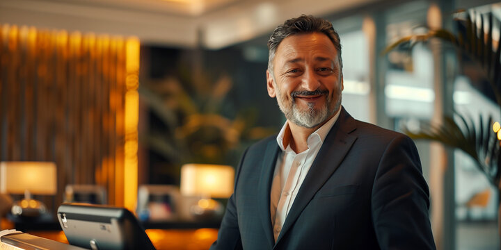 Hotelfachmann am Arbeitsplatz im Hotel