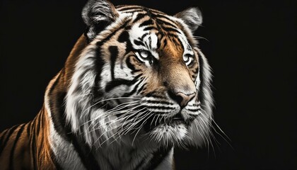 Fototapeta premium portrait of a tiger on black background