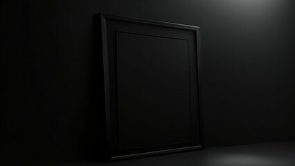 Abstract dark background template, blackboard design copy space wall. Big picture frame art in a black room, empty copy space, product display. Minimalist monochromatic poster frame mockup