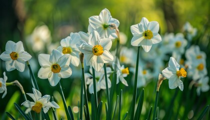 Garden filled with stunning Narcissus blooms