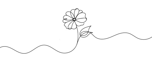 The flower is drawn as a continuous line. Vector illustration
