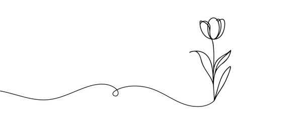 The tulip is drawn in one continuous line