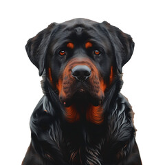  black dog tilting head looking forward against a light gray background High quality photo isolated on transparent png background
