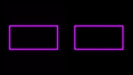 Double Square neo purple Background, neo border sign, Light glowing neon shape
