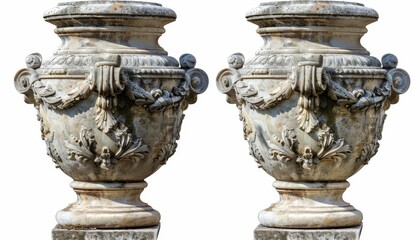 Isolated antique urns in marble clip path