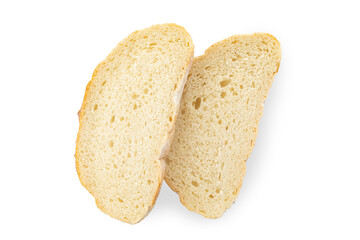 Fresh slice of bread on a white background for breakfast.