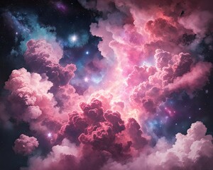 visualization of space sky with clouds