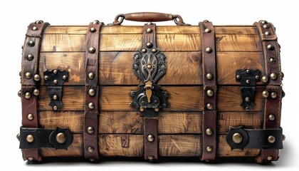 Isolated white ancient chest