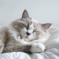 Fototapeta premium A ragdoll cat is sleeping 3