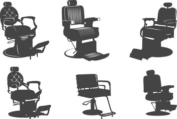 Barber chairs silhouette, Barber chair svg, Salon chairs silhouette, Salon chairs svg, Barber chair vector illustration, Barber chairs logo set. 