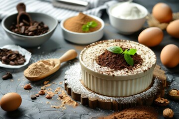 Making homemade tiramisu step by step with perfect ingredients