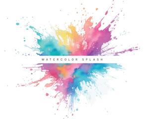 Colorful watercolor splash vector with stain texture background