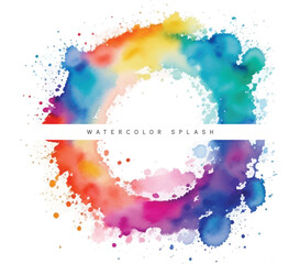 Colorful watercolor splash vector with stain texture background