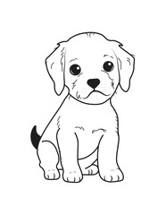 Vector Cute hand drawn little Dog sitting
