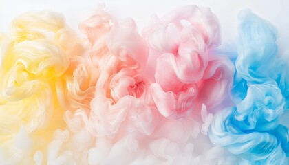 Multicolored cotton candy on a white backdrop