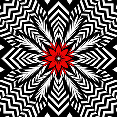 black and white pattern, High contrast black and white patterns with a single bright color accent for modern home