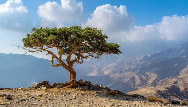 Omani mountain harboring Frankincense trees