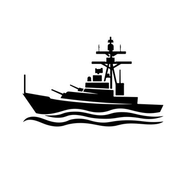 black warship on water clip art preview