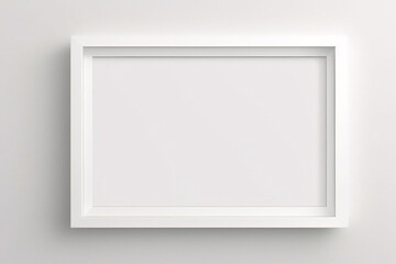 Fototapeta premium Imagen mínima de marco cuadrado blanco vacío simulada colgada sobre fondo de pared blanca con luz y sombra de ventana. aislar imagen